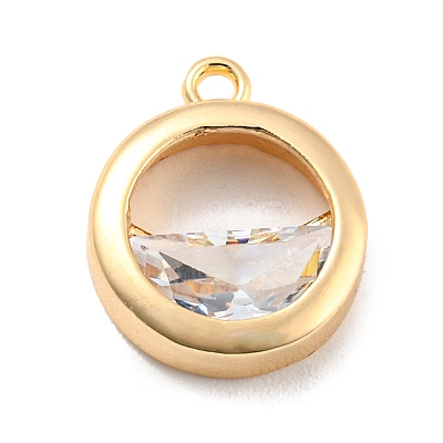Brass Pave Clear Cubic Zirconia  Charms KK-Q801-02G-1