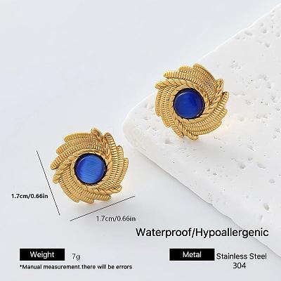 304 Stainless Steel Resin Stud Earrings for Women OH3456-4-1