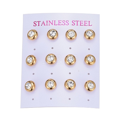 Ion Plating(IP) 304 Stainless Steel Stud Earrings X-EJEW-L251-A01-G-1
