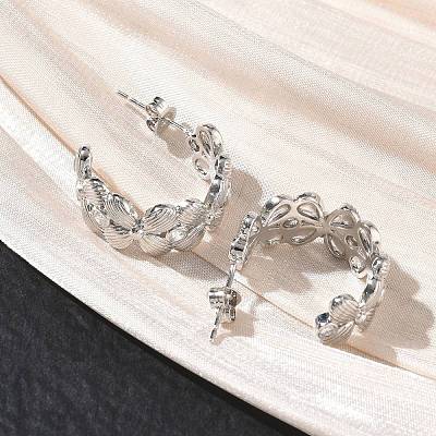 Brass Micro Pave Cubic Zirconia Stud Earrings for Women KK-CBA760A-08P-1