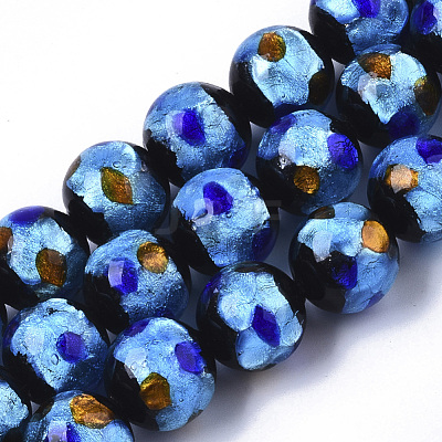 Handmade Silver Foil Lampwork Beads Strands FOIL-T003-002C-1
