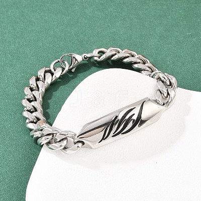 304 Stainless Steel Cuban Link Chain Bracelets for Men Women BJEW-G766-05P-03-1