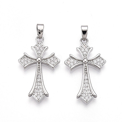 Brass Micro Pave Cubic Zirconia Pendants KK-N257-31P-1