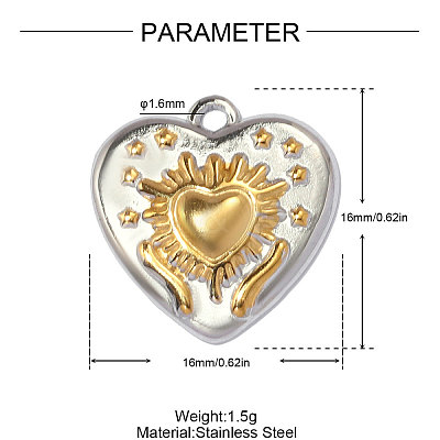 Two Tone 304 Stainless Steel Pendants STAS-OY012-81G-1