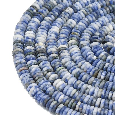Frosted Natural Blue Spot Jasper Beads Strands G-K389-C05-01A-1