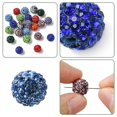 30Pcs Pave Disco Ball Beads RB-YW0001-14L-1