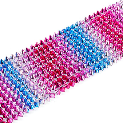 1 Yard 12-Row Resin Spike Stud Cone Flatback Punk Rock Trim Mesh Bead Craft FIND-TA0006-73C-1