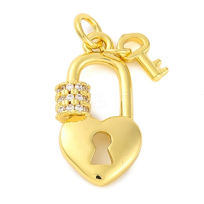 Rack Plating Brass Micro Pave Cubic Zirconia Pendants KK-M021-09G-1