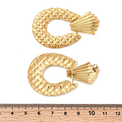 304 Stainless Steel Oval Dangle Stud Earrings EJEW-K268-40G-1