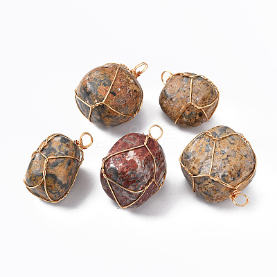 Natural Leopard Skin Jasper Pendants G-N332-50-02-1