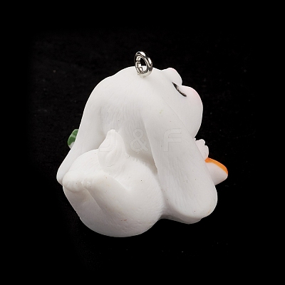 Opaque Resin Cute Bunny Pendants X-RESI-K023-02-1