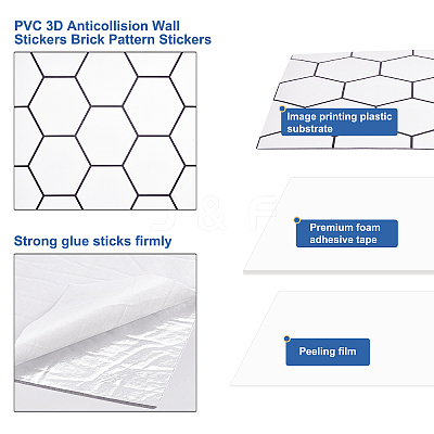 PVC 3D Anticollision Wall Stickers Brick Pattern Stickers DIY-WH0217-17A-1