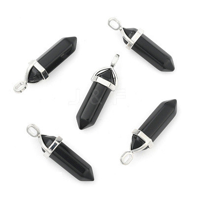 Natural Black Obsidian Double Terminated Pointed Pendants G-F295-04K-1