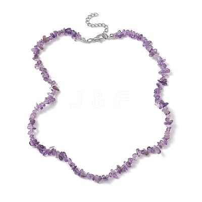 Natural Amethyst Chip Beaded Necklace NJEW-JN04615-06-1