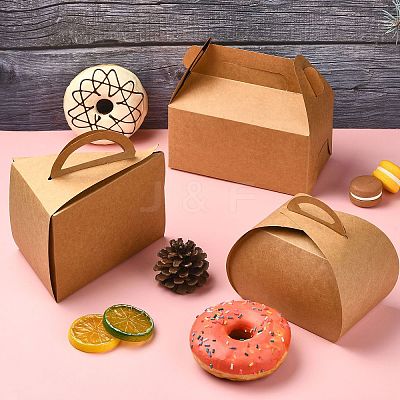 40Pcs 4 Styles Kraft Paper Hand-held Cake Box CON-CJ0001-21-1