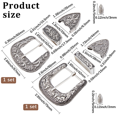 2Pcs 2 Styles Belt Alloy Buckle Sets FIND-GF0008-77-1