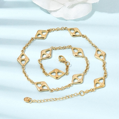 304 Stainless Steel Link Chain Necklaces for Women NJEW-G197-01G-01-1