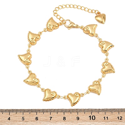 304 Stainless Steel Heart Link Chain Bracelets for Valentine's Day Gift BJEW-D359-17D-G-1