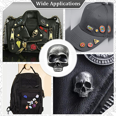 6Pcs Skull Alloy Lapel Pin Backs for Backpack Clothes JEWB-PH0001-37-1
