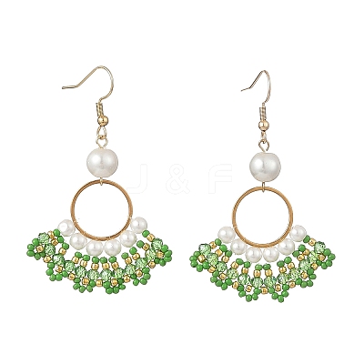Glass Braided Beads Dangle Earrings EJEW-MZ00747-1