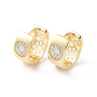 Brass Micro Pave Cubic Zirconia Hoop Earrings EJEW-P259-01G-1