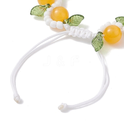 Handmade Porcelain and Cat Eye and Acrylic Beads Braided Bead Bracelets BJEW-TA00700-03-1
