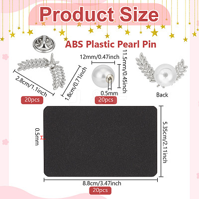 20Pcs ABS Plastic Pearl Pin JEWB-BC0001-15A-1