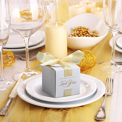 Wedding Paper Candy Gift Packaging Boxes with Polyester Ribbon CON-WH0105-08-1