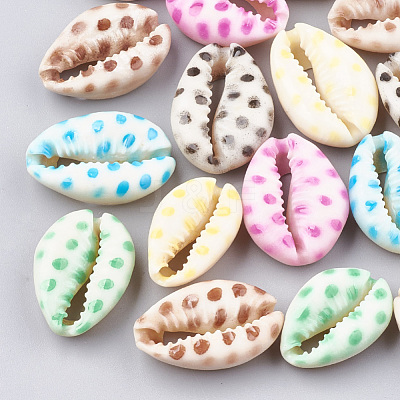 Printed Cowrie Shell Beads X-SHEL-S274-02-1