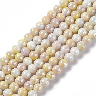 Electroplated Glass Beads Strands GLAA-C023-01F-1