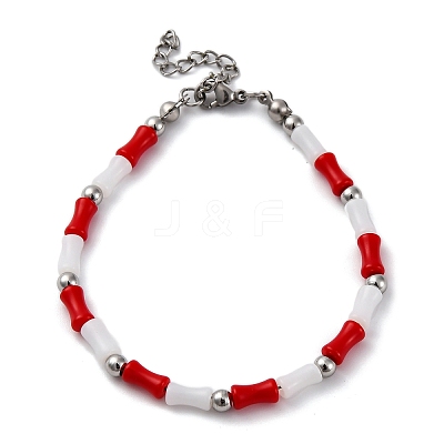 304 Stainless Steel Beaded Bracelets for Women BJEW-M056-05P-1