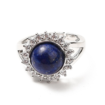 Natural Lapis Lazuli Adjustable Rings RJEW-P043-02P-20-1