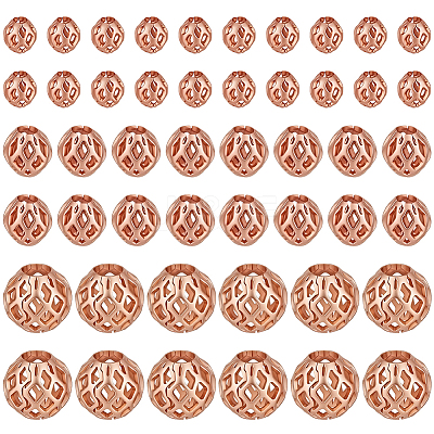 60Pcs 3 Styles Hollow Brass Beads KK-PH0015-09-1
