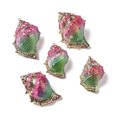 Spray Painted Natural Spiral Shell Pendants SSHEL-C011-02-1