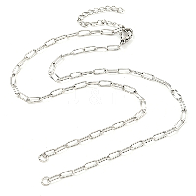 Tarnish Resistant 304 Stainless Steel Paperclip Chains Necklace Makings AJEW-P119-05P-1