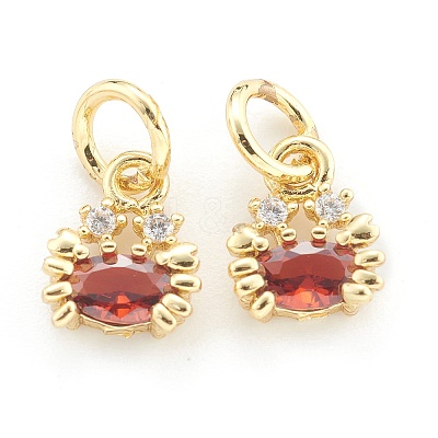 Brass Cubic Zirconia Pendants ZIRC-O041-03G-1