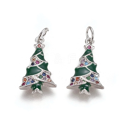 Brass Cubic Zirconia Pendants ZIRC-I028-02P-1