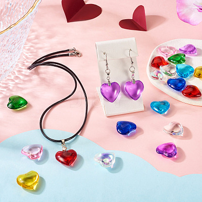 18Pcs 9 Colors Glass Heart Pendants GLAA-TA0003-29-1