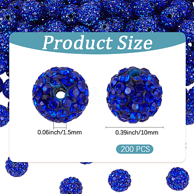 200Pcs Pave Disco Ball Beads RB-PA0001-11C-1