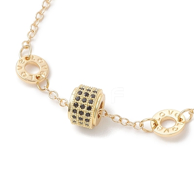 Brass Cubic Zirconia Beads Link Braceletsm Cable Chains Bracelets for Women BJEW-JB13050-1