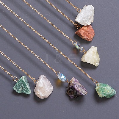 7 Chakra Copper Wire Wrapped Natural Mixed Stone Chips Tree of Life Suncatchers HJEW-F027-08-1