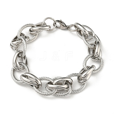 Non-Tarnish 201 Stainless Steel Oval Link Chain Bracelets STAS-Z056-19P-1