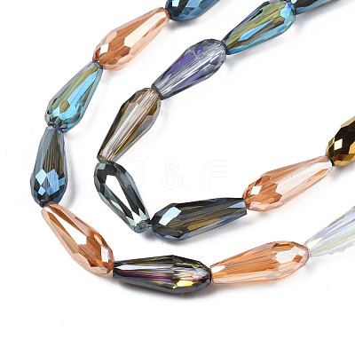 Electroplate Transparent Glass Beads Strands EGLA-Q026-014-1