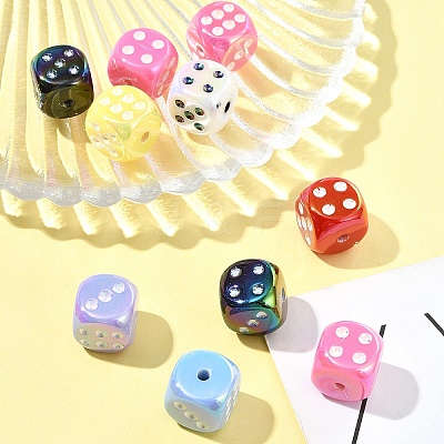 10Pcs UV Plating Rainbow Iridescent Acrylic Enamel Beads SACR-FS0001-32-1