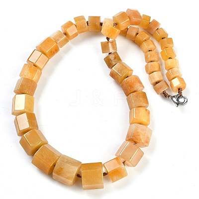Natural Topaz Jade Hexagon Prism Graduated Beaded Necklaces for Women Men NJEW-K388-03L-1