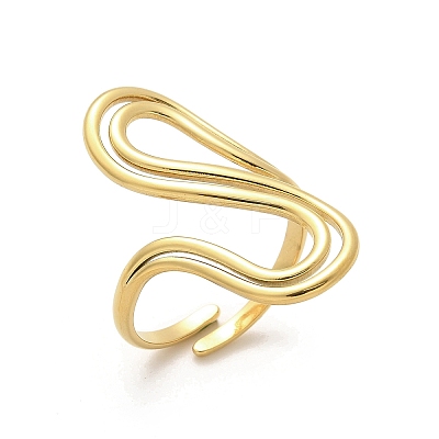 Wave 304 Stainless Steel Cuff Rings RJEW-C124-06B-G-1