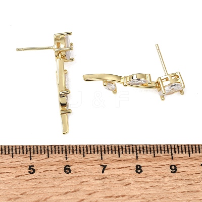 Brass Micro Pave Cubic Zirconia Stud Earrings KK-CBA8324-20G-05-1