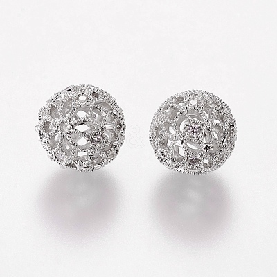 Brass Cubic Zirconia Beads ZIRC-D011-50P-1