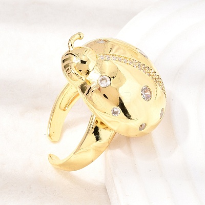 Brass Micro Pave Cubic Zirconia Cuff Open Rings RJEW-D346-01G-02-1
