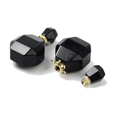Natural Obsidian Perfume Bottle Pendants G-Q163-10G-05-1